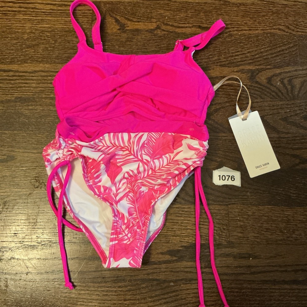 NWT Grace Karin Kids And Baby Swimwear 2 Pcs Fucsia 8Y